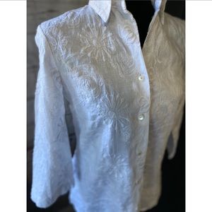 White button embroidered Peter Martini blouse